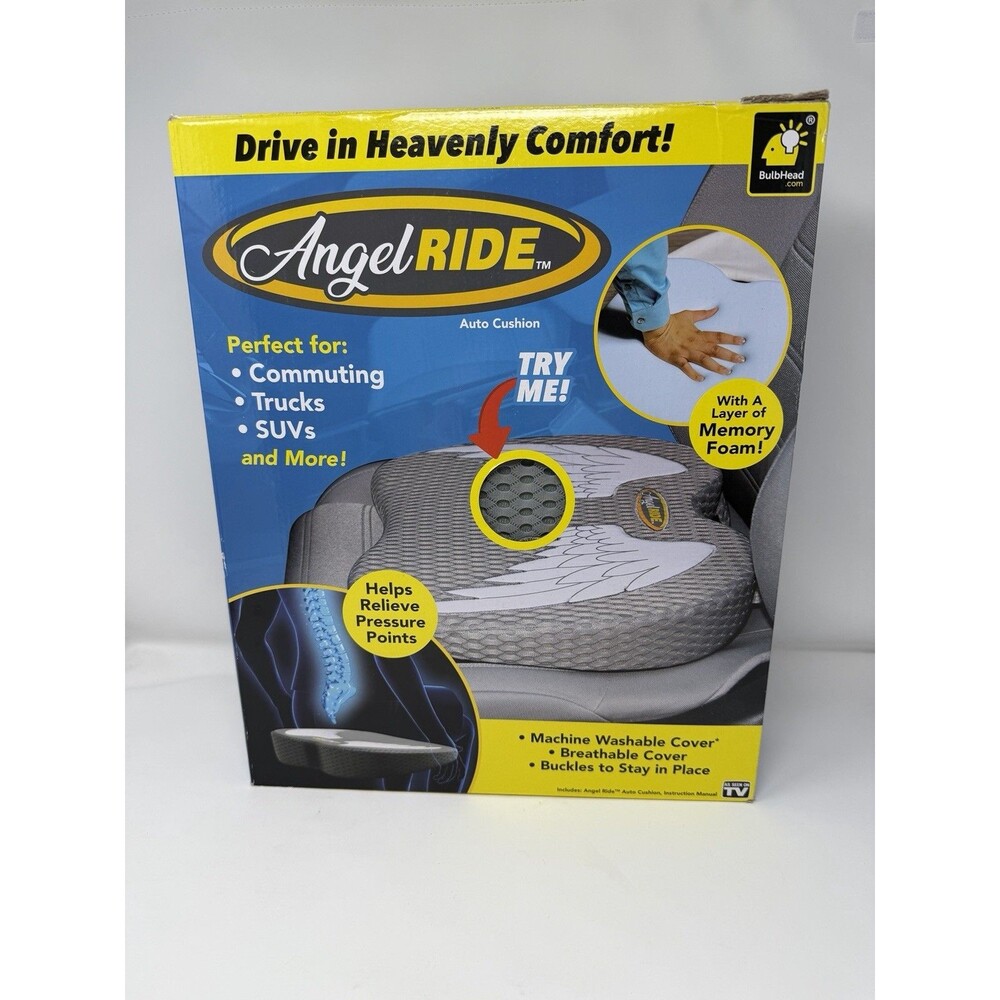 ANGEL RIDE Auto Seat Cushion W/ Memory Foam As-Seen-On-TV, Removable Cover - New